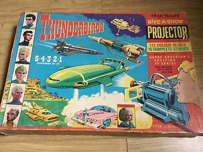 Thunderbirds Chad Valley Give A Show Projector + 112 Colour Slides. Rare Bargain • £45