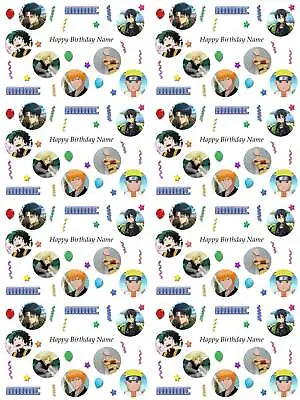 Anime Boys Personalised Birthday Gift Wrapping Paper 3 Designs ADD NAME • £4.19