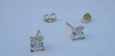 2ct Princess Cut Lab Created Diamond Women Stud 14k Yellow Gold Plated/man Made • $49.99