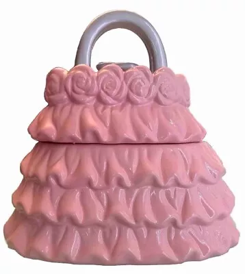 David's Cookies - Pink Ruffle Purse / Handbag Rose Flower Cookie Jar • $37