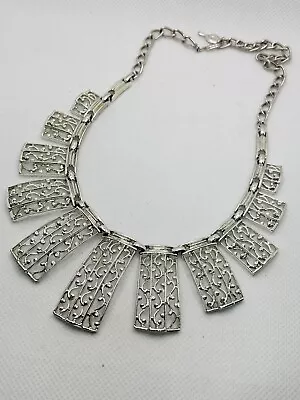 FABULOUS 60s VTG Sarah Coventry Simply Elegant FILIGREE Necklace Silver Tone MCM • $24.99