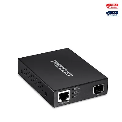 TRENDnet TFC-PGSFP Gigabit PoE PD SFP Fiber Media Converter • $54.99