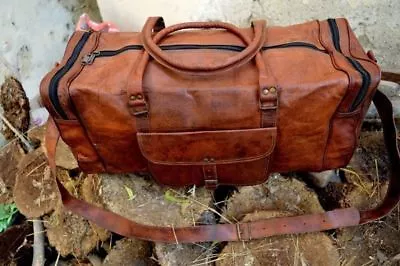 New Large Vintage Men Real Leather Tote Luggage Bag Travel Bag Duffle Gym Bag • $57.55