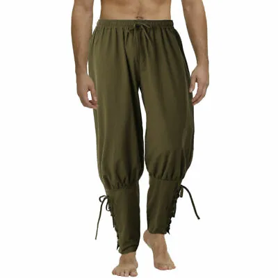 Men's Pants Medieval Reenactment Viking Renaissance Lace Up Bandage Trousers • $22.99