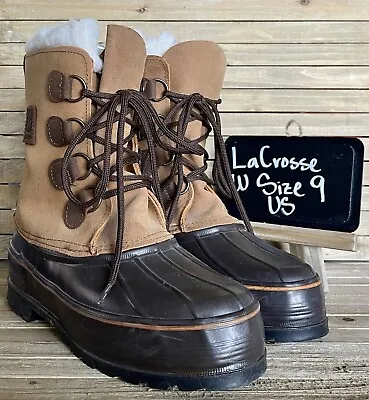 Womens LaCrosse Brown Leather Waterproof Insulated Snow Winter Boots Size 9 M • £38.56