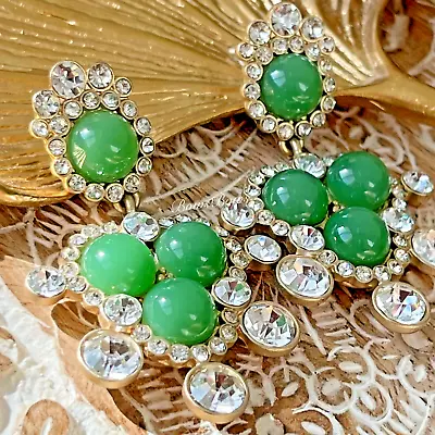 Brand NEW Victoria Gold Plated  Resin Dangle Earring Silver Post Green VRBA • $38