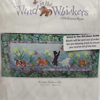 Wind In The Whiskers Cat Quilt Block Kit BATIK FABRIC #6 McKenna Ryan Kaboodle • $59.99