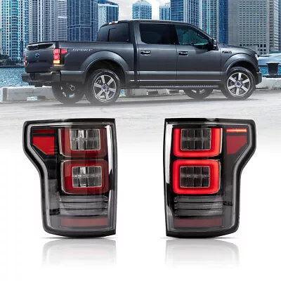 2015-2017 For Ford F-150 Red Black Smoke Full LED Brake Tail Lights Pair • $229.99