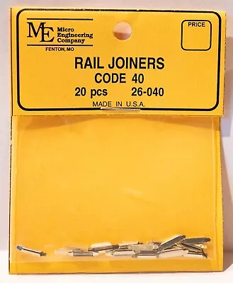 Micro Engineering Inc. N #26-040 Nickel-Silver Rail Joiners -- Code 40 Pkg(20) • $7.09