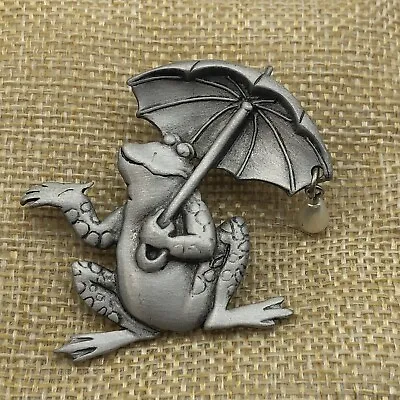 Vintage JJ Frog Umbrella Brooch Pin  • $14.99