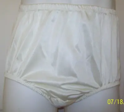 Ivory NYLON TRICOT 2 Layer Wider Crotch PANTY * ENCASED BRIEF * 30-44   L • $24.99
