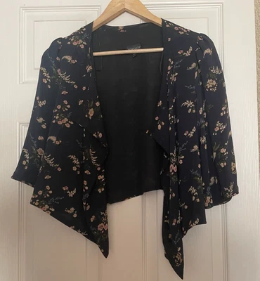 £3.50 • Buy TopShop Sz10 Navy Floral Shrug/light Jacket