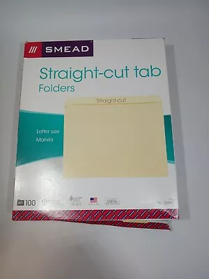 Smead File Folders Straight Cut One-Ply Top Tab Letter Manila 100/Box 10300 • $19.95