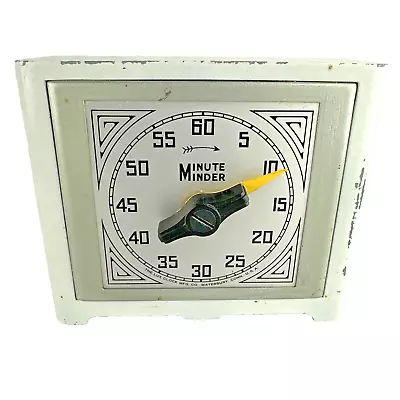 Vintage Minute Minder Lux Clock MFG CO Kitchen Timer Non-Working Art Deco Décor • $74.99