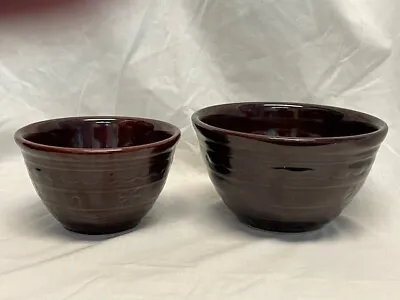 2 Mar-crest Oven Proof Stoneware Daisy Dot Brown Mixing Bowls 5  & 6  • $14.95