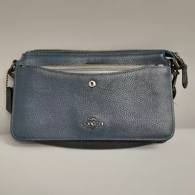 Coach Handbag Blue Accessories Women Leather Material 21x14x3cm Long Strap -CP • £9.99