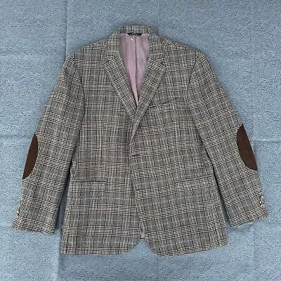 Mr. Sid Sport Coat Mens 44 Glen Plaid Wool Suede Ivy Style USA Made Andover Shop • $69.99