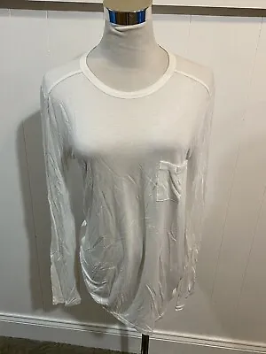 T Alexander Wang White Oversized 100% Rayon Long Sleeve T-Shirt Sz S • $24.99