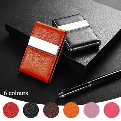 £3.23 • Buy Business PU Leather Pocket Card Holder Metal ID Credit Card Wallet Holder Case