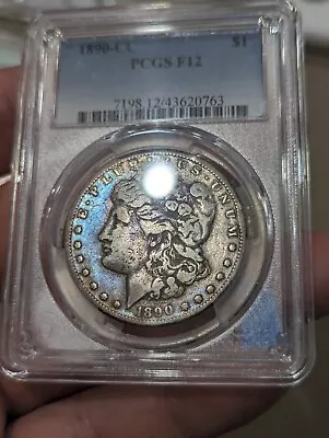 1890-CC PCGS Morgan Dollar - PQ  F12 Subtle Blue Toning • $229.99