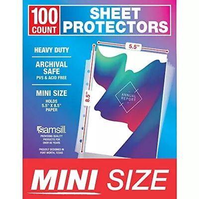 Heavy Duty Mini Sheet Protectors 100 Pack 5.5 X 8.5 Inch Page Protectors For... • $20.91