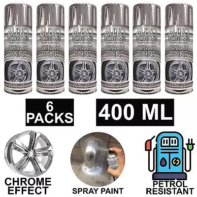 Chrome Foil Mirror Metallic Spray Effect Auto Spray Paint Diy Aerosol 400ml • £19.49