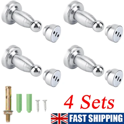 £8.99 • Buy 4x Magnetic Door Stops Buffer Wedge Stop Holder Metal Stopper Stainless Steel UK