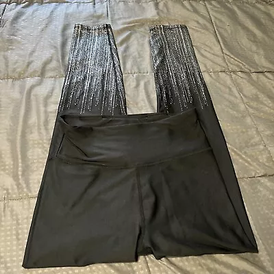Marika Leggings Womens Black With Silver Colored Accents Women's Pants Size L • $11.99