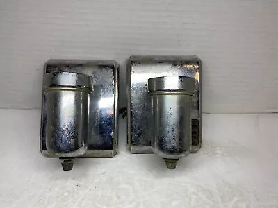 Vintage Lot Of 2 Silver Tone Bathroom Wall Sconces Mid Century Modern • $29.95