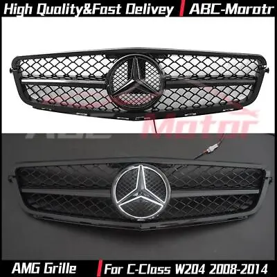 For Mercedes Benz C-Class W204 2008-14 C180 C280 C300 LED Black AMG Style Grille • $109