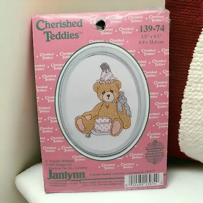 Vtg Framed Cross Stitch Kit Cherished Teddies JanLynn 1997 NIP • $10