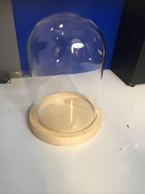 £9.90 • Buy Large Glass Display Cloche Bell Jar Dome With Wooden Base Home Display Stand New