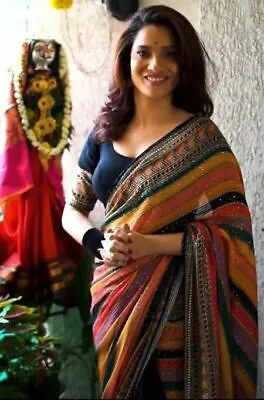 $71.46 • Buy Bollywood Designer Saree Indian Pakistani Wedding Party Wear Sari With Blouse