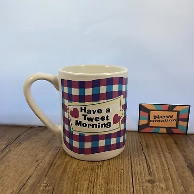 Vintage Tweety Bird Coffee Mug Cup Looney Tunes Have A Tweet Morning Checkered • $22.08