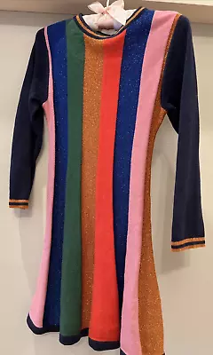 MINI BODEN Colorful Metallic Rainbow Stripes Dress - GIRLS Youth SIZE 4-5 • $24.99