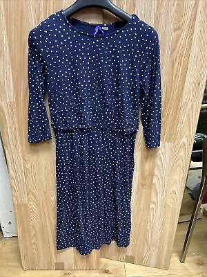 £8.99 • Buy Seraphine Maternity Dress Size 10 Navy Polka Dot Classic Style Vgc