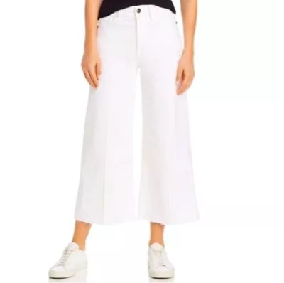 Frame Denim Le Vintage Crop Wide Leg Jeans Raw Hem White Size 33 • $54.97