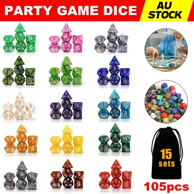 $24.45 • Buy 105x Polyhedral Dice Sets For DND RPG MTG Dungeons & Dragons Table Game Playing