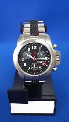 Hamilton Khaki Quartz Chrono Mens Watch 40mm Vintage Rare With Metal Bracelet • $450