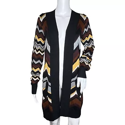 Missoni Sweater Womens Small Black Brown Chevron Longline Cardigan Target Casual • $24.43