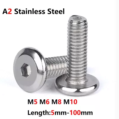 M5 - M10 A2 Stainless Steel Allen Furniture Fastener Screws Hex Flat Head Bolt • £1.43