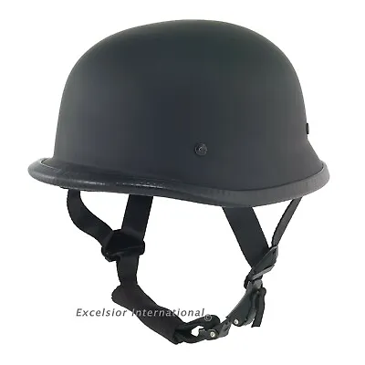 German Novelty Flat Black Motorcycle Half Helmet Cruiser Biker SMLXLXXL  • $29.45