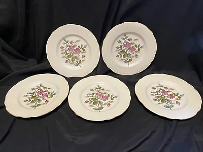 5 Antique Austria Victoria Carlsbad Hand Painted Floral Gold Gilt Plates 8 1/2” • $37.50