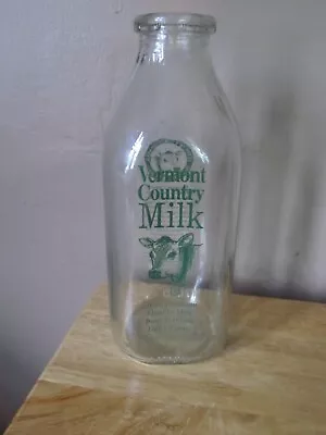 Vintage VERMONT COUNTRY MILK 1 QT. Glass Milk Bottle~Shelburne VT~VG Shape! • $11