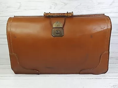 Vintage Cheney Brown Leather Briefcase Gladstone Physicians Doctors Bag England • $71.07