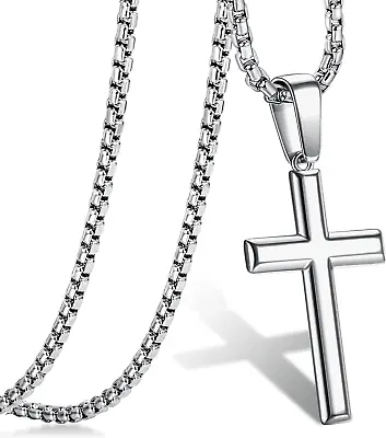 Cross Necklace For Men Women 925 Sterling Silver Religious Faith Gifts 26 Inches • $96.76