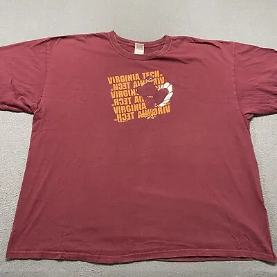 Virginia Tech Shirt Men’s 3XL XXXL Red Mascot Spell Out University Cotton • $3.80