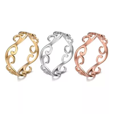 Stainless Steel Titanium Narrow Filigree Band Comfort Ring Women Girls Modern • $8.99