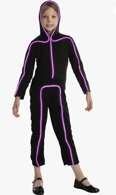 Kids LED Light Up Stick Figure Costume - Halloween Dress Up Party Cosplay • $20.90