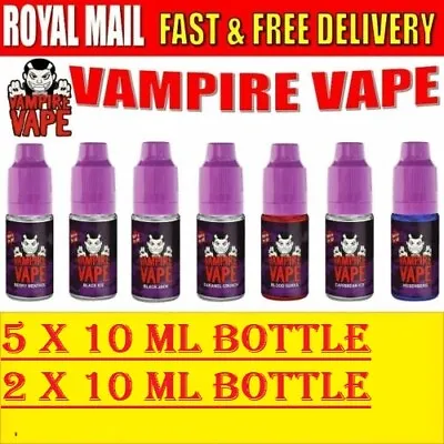 Vampire Vape Nic Salts E Liquid 10ml 5 X Bottles & 2 X Bot- 10mg & 20mg UK Made • £10.99